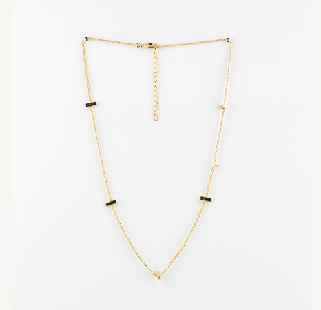 Gold Fine Chain Small Bar Necklace
