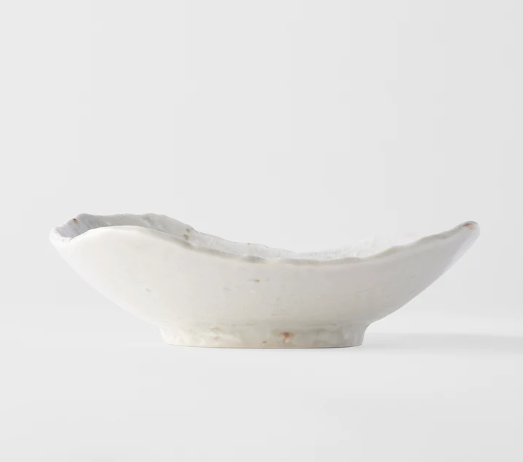 Pale Grey Organic Faceted Bowl
