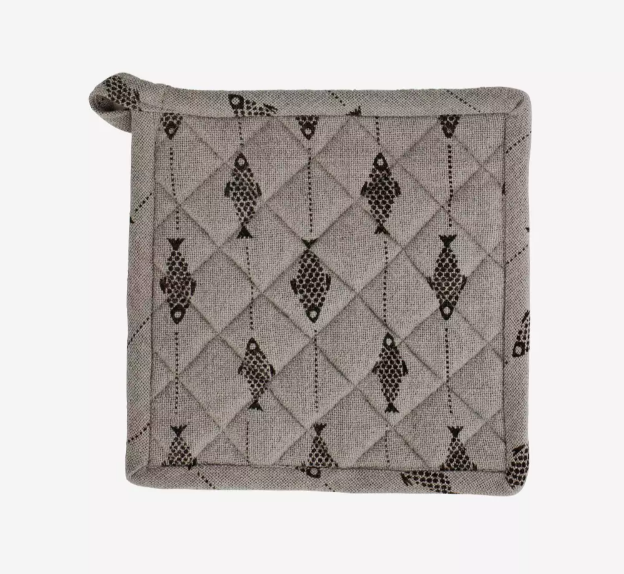 Quilted Pot Holder Black Grey