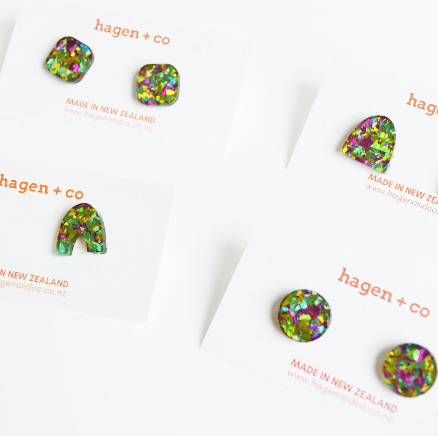 Square Glitter Studs