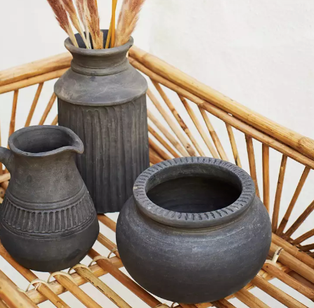 Black Terracotta Flower Pot