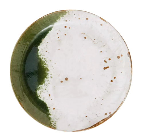 Stoneware Dinner Plate White Green