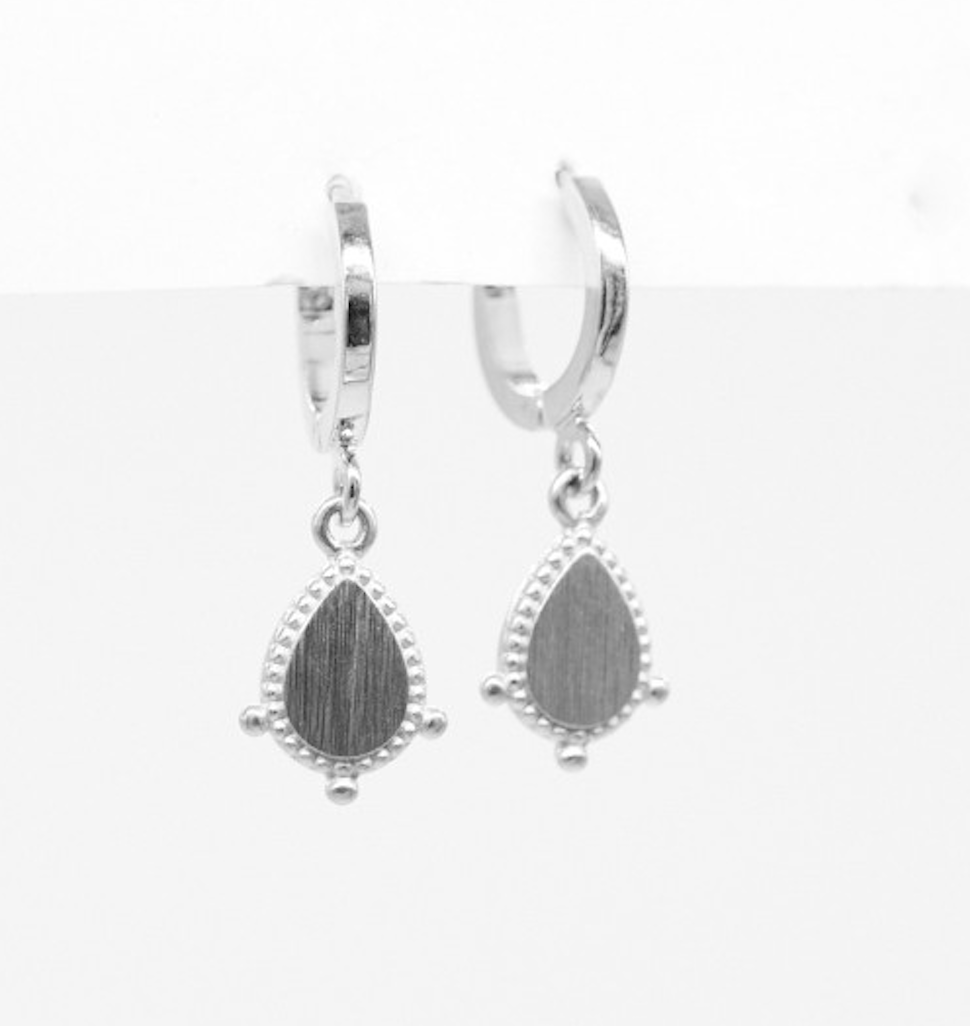Earring Silver Teardrop Pendant