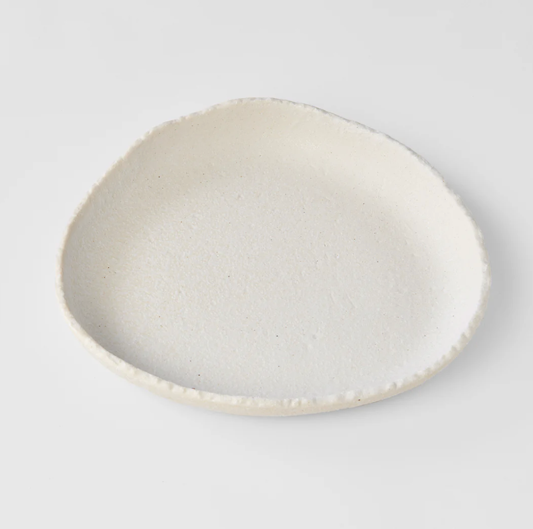 Onigiri High Rim Plate Shell White
