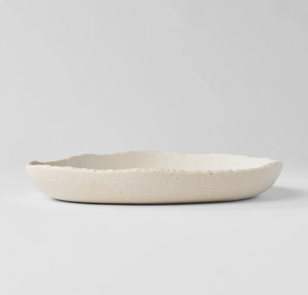 Onigiri High Rim Plate Shell White
