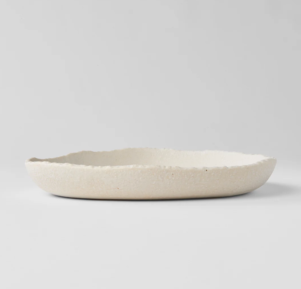 Onigiri High Rim Plate Shell White