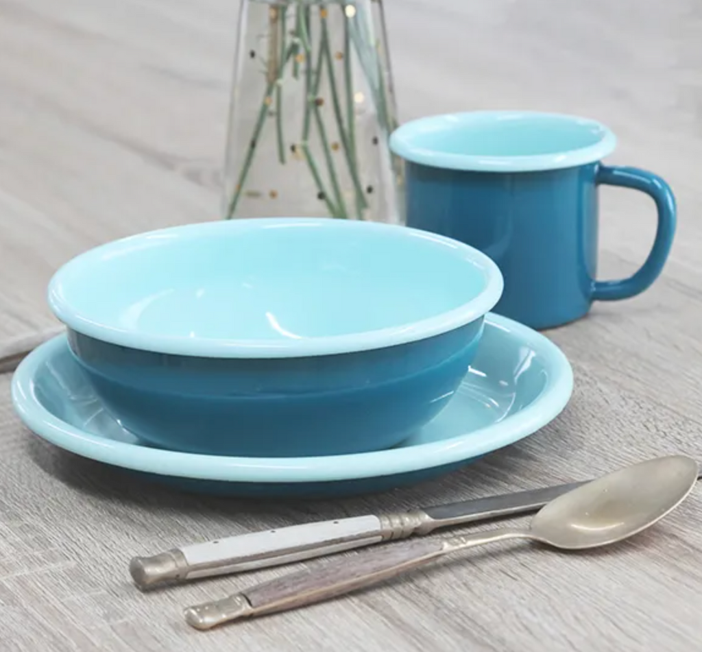 Turquoise Aqua Enamel Plate