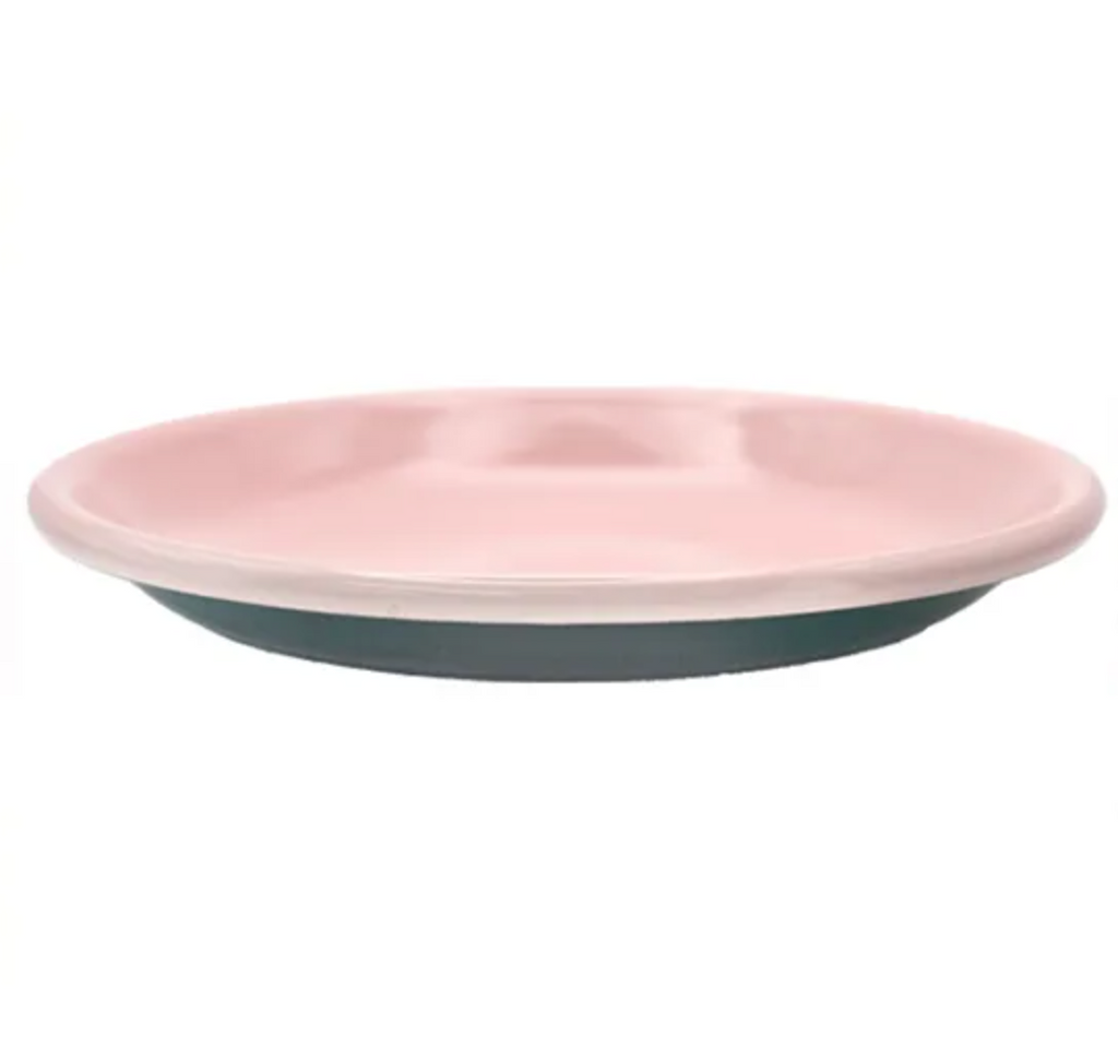 Dark Green Pink Enamel Plate