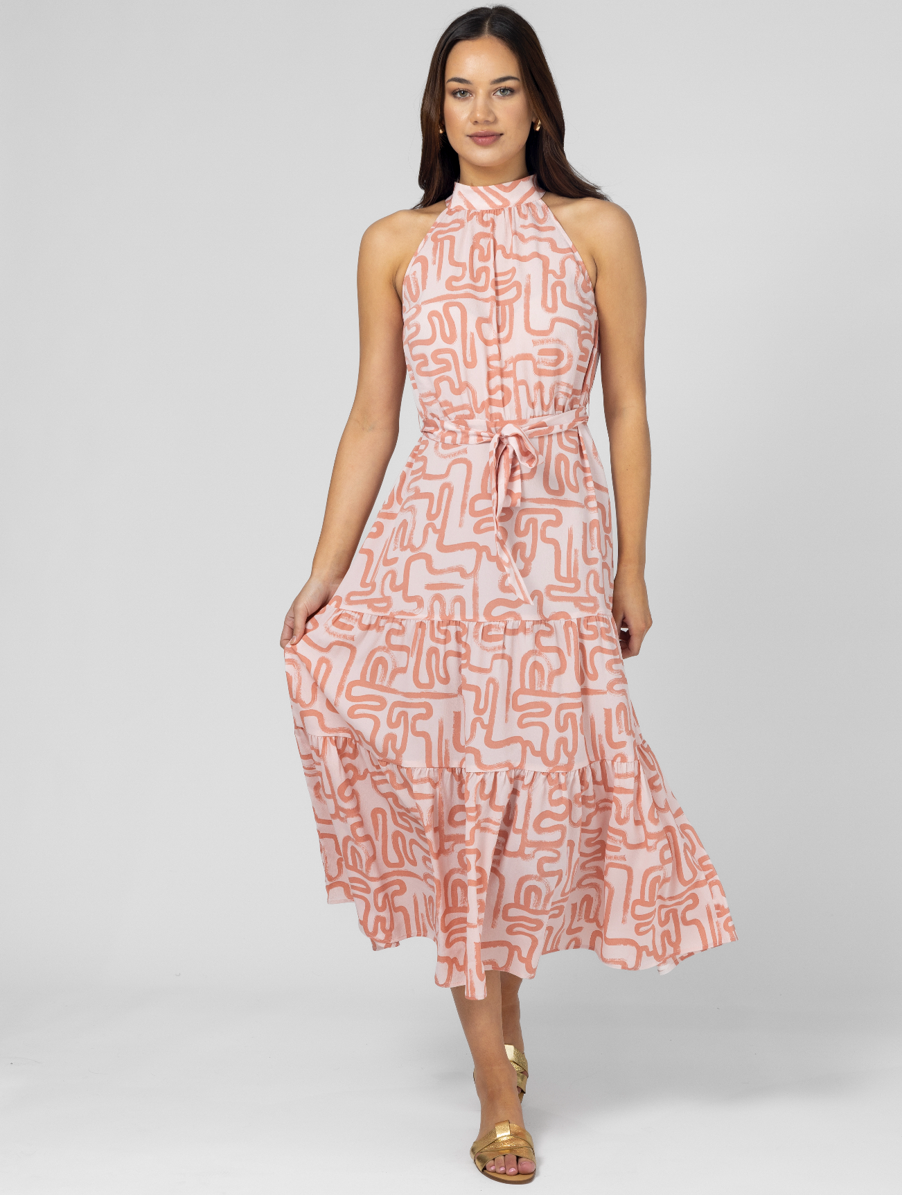 Henrietta Dress Blush Squiggle