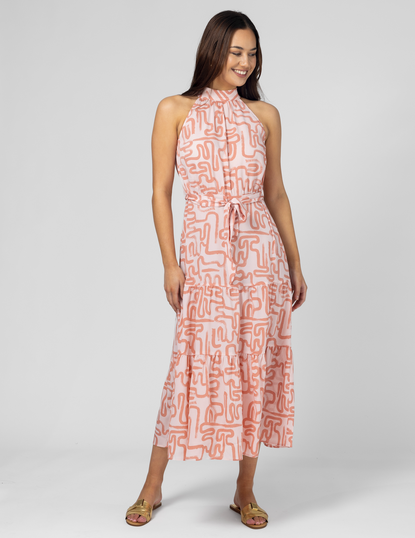 Henrietta Dress Blush Squiggle