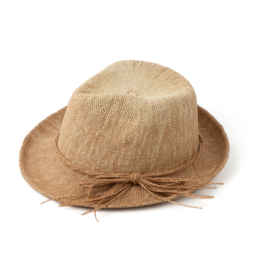 Natural Fedora Raffia Bow