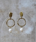 Ouroboros + Pearl Navette Stud