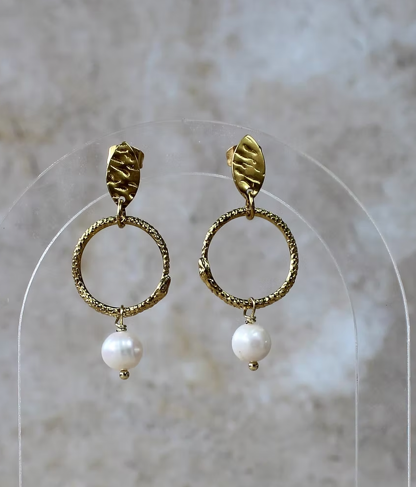 Ouroboros + Pearl Navette Stud