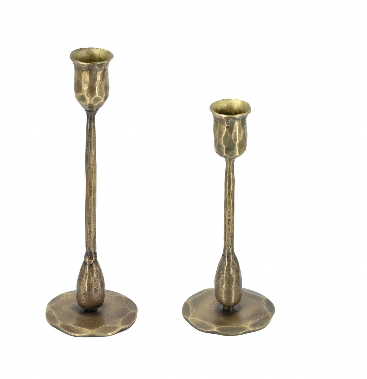 Beaten Gold Candle Holder Set