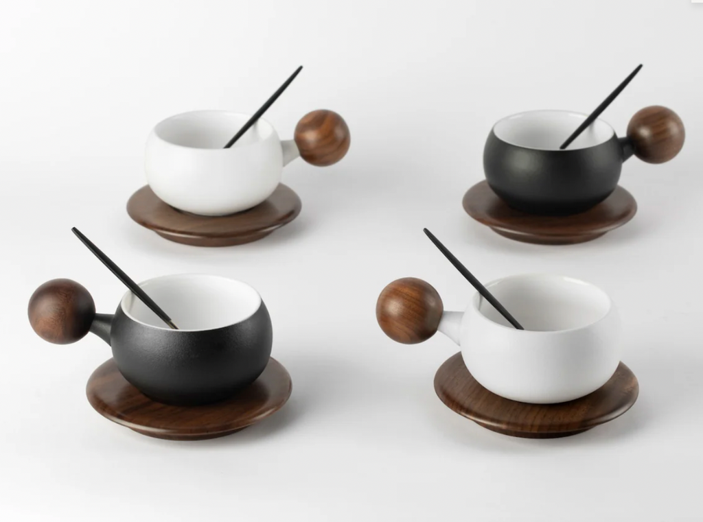 Artisan Wooden Tea Cup Duo