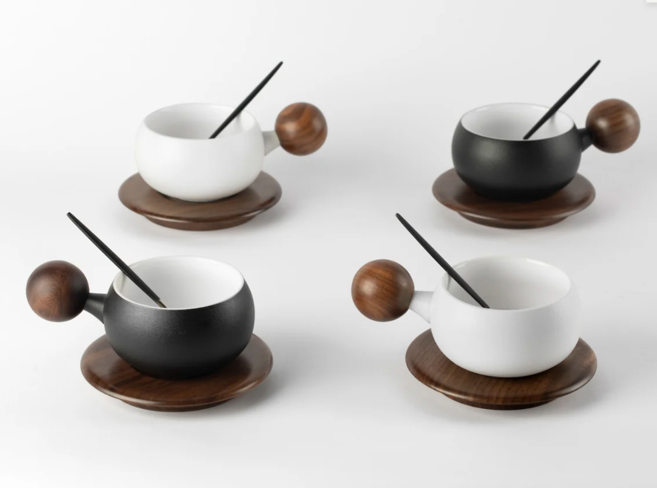 Artisan Wooden Tea Cup Duo