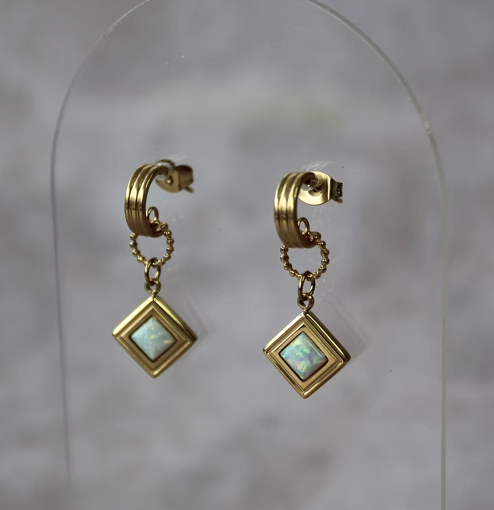Vera Hoop Studs Florence Opal