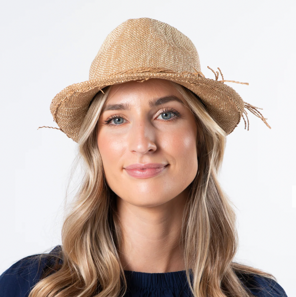 Natural Fedora Raffia Bow
