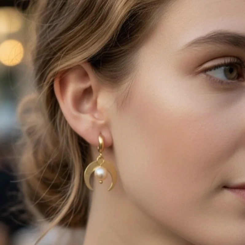 Crescent Pearl Earring