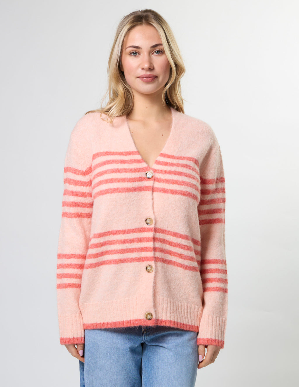 Stripe Cardigan Canyon Rose