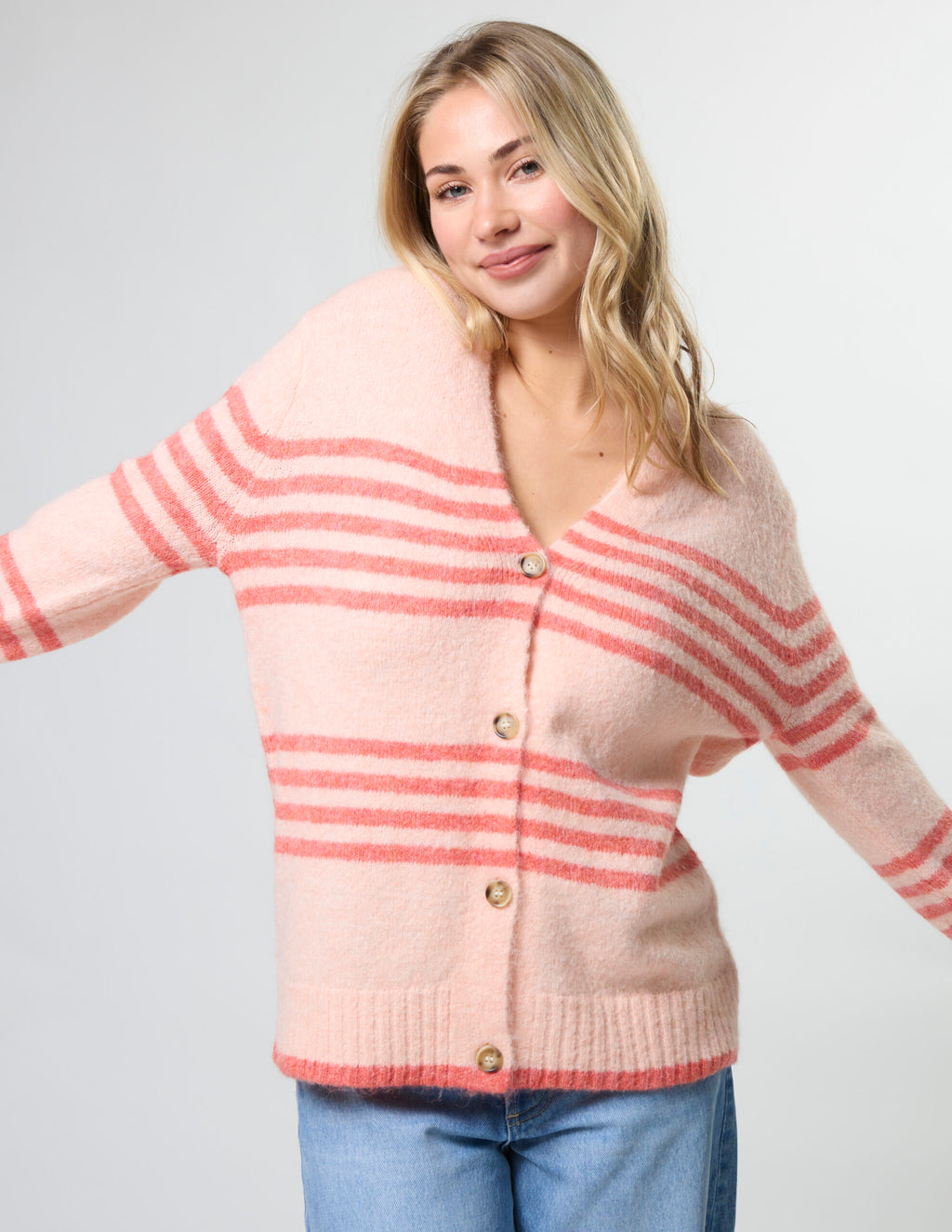 Stripe Cardigan Canyon Rose