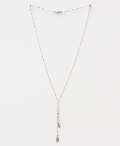 Silver Lariat Leaves Necklace - Grant Bros Stella + Gemma